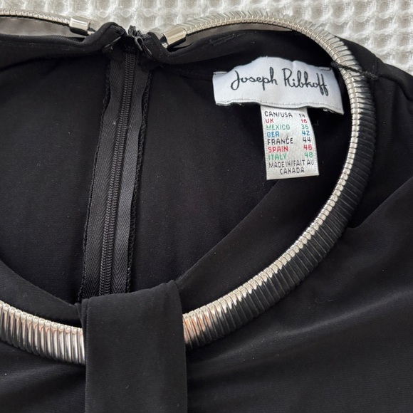 Joseph Ribkoff Black Cocktail Shift Dress Choker collar Style 173012 Size 14 - Picture 6 of 8